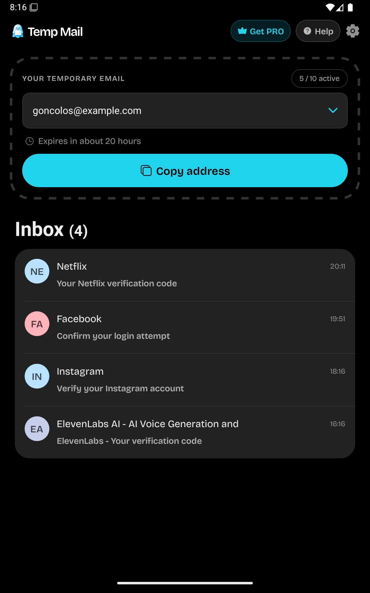 Temp Mail - Temporary Email screenshot
